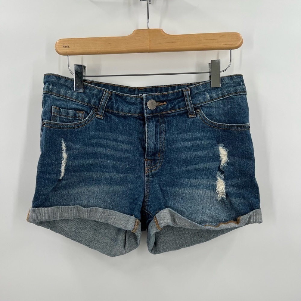 BDG Mid Rise Alexa Shortie Distressed Denim Shorts Size 27W
